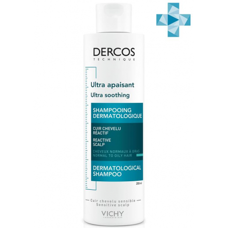 Vichy DERCOS Успокаивающий шампунь-уход без сульфатов для нормальных и жирных волос, 200 мл