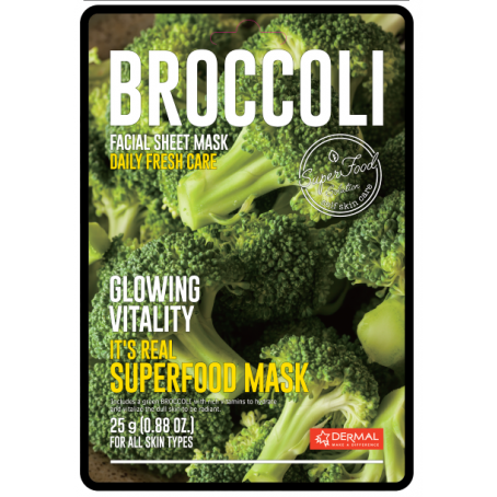 Dermal Маска для лица тканевая БРОККОЛИ It's Real Superfood Mask BROCOLI, 25 мл