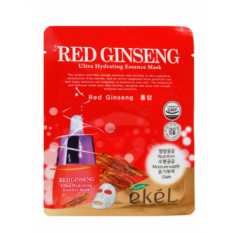 Ekel Маска для лица тканевая КРАСНЫЙ ЖЕНЬШЕНЬ Red Ginseng Ultra Hydrating Essence Mask, 25 мл
