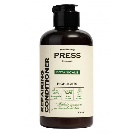 PRESS GURWITZ Травяной кондиционер для глубокого восстановления волос Macadamia oil, Shea butter, 300 мл