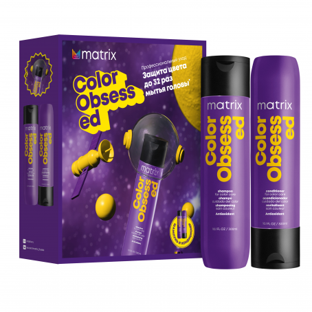 Matrix Набор Color Obsessed для защиты цвета окрашенных волос, Шампунь 300 мл и Кондиционер 300 мл
