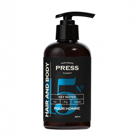 PRESS GURWITZ Мужской шампунь-гель 2 в 1 для волос и тела №15 for Men Head & Body, Iris, Fig, Sandal, 300 мл 